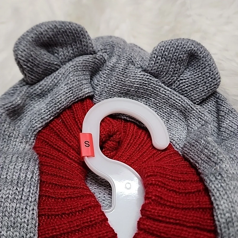 Hooded with Ears Gray & White Pet Dog Sweater with Polar Bear Design Small NWT